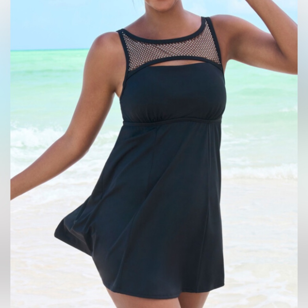 NWT Woman within Swim Dress Plus Size 32 swimdress Swim365 Embellished black 5X